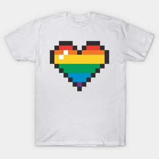 HEART PRIDE PIXEL ART LGBT LOVE T-Shirt